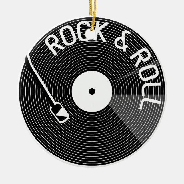 Rock And Roll Vinyl Record Ceramic Ornament (Front)