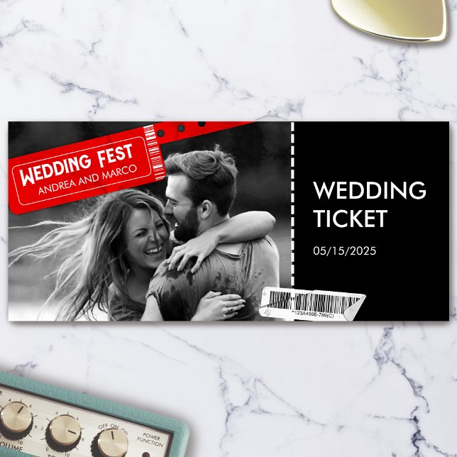 Rock and Roll Wedding Boarding Pass Invitation (Rock and Roll Wedding Boarding Pass Invitation)