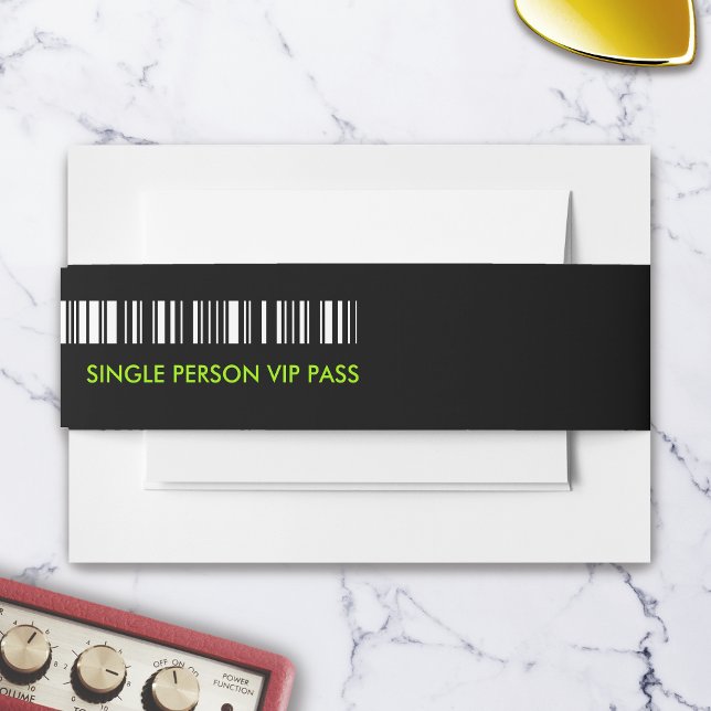 Rock and Roll Wedding Ticket Concert Boarding Pass Invitation Belly Band (Wedding Ticket Boarding Pass Music Festival Belly Band)