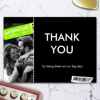 Rock and Roll Wedding Ticket Concert Boarding Pass Thank You Card
