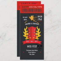 Rock and Roll Wedding ticket custom Invitation