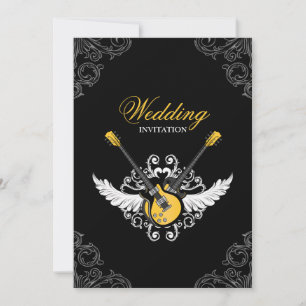 Rock and Roll Wedding Yellow Black invitation