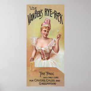 ROCK and RYE TONIC PATENT MEDICINE 1888 Poster