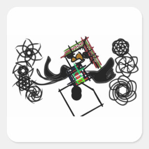 Rock around snowman square sticker