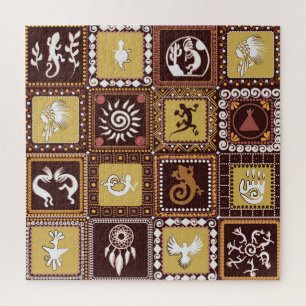 Rock Art Imitation: Vintage Pattern. Jigsaw Puzzle
