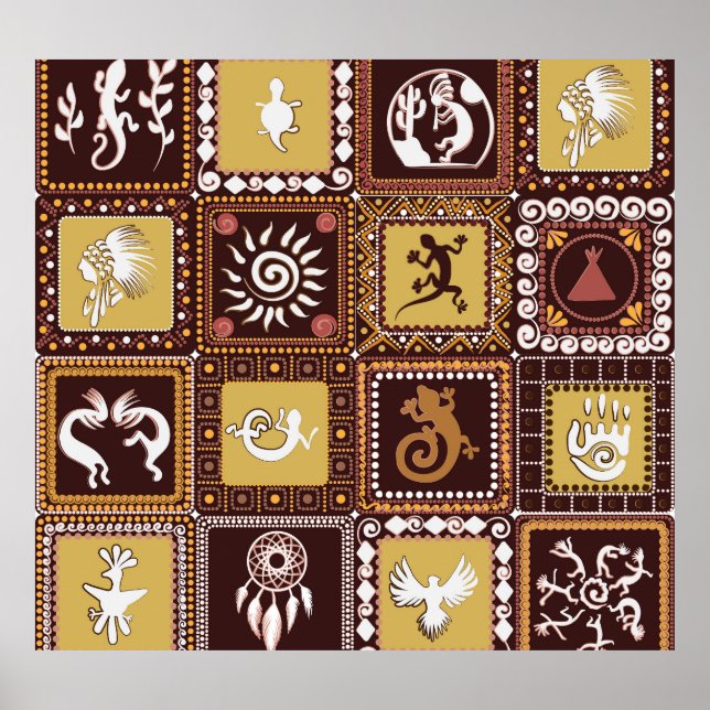 Rock Art Imitation: Vintage Pattern. Poster (Front)