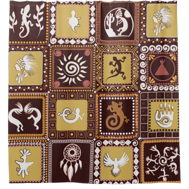 Rock Art Imitation: Vintage Pattern. Shower Curtain (Front)