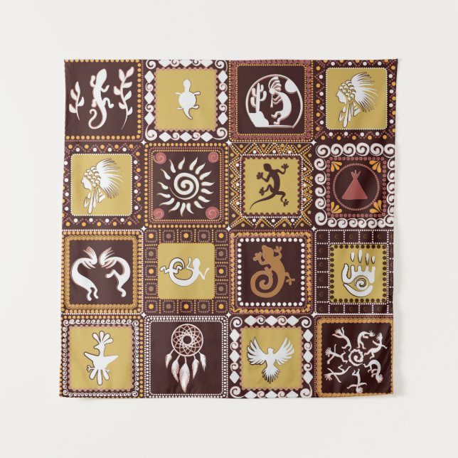 Rock Art Imitation: Vintage Pattern. Tapestry (Front)