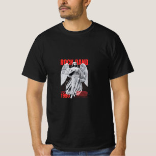 Rock Band Angel Graphic Black T-Shirt for men