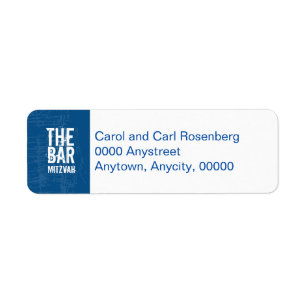 Rock Band Bar Mitzvah Return Address in Blue Label