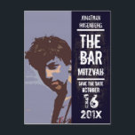 Rock Band Bar Mitzvah Save the Date Announcement Postcard<br><div class="desc">Every great Bar Mitzvah begins with a little buzz. Generate some of your own with this save the date postcard and make sure your friends and family will be in the front row. Who’s ready to rock the Bimah? He is. Make him a star and his Bar Mitzvah an event...</div>