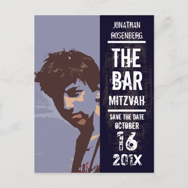 Rock Band Bar Mitzvah Save the Date Announcement Postcard (Front)