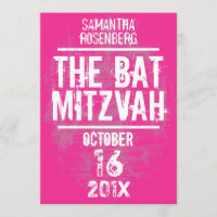 Rock Band Bat Mitzvah Invitation in Pink
