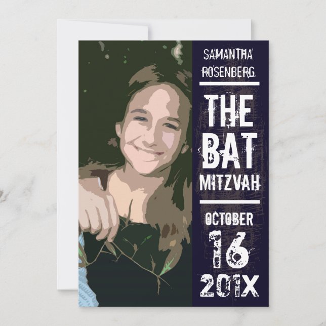 Rock Band Bat Mitzvah Photo Invitation Black (Front)