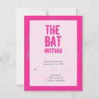Rock Band Bat Mitzvah RSVP Reply Card in Pink