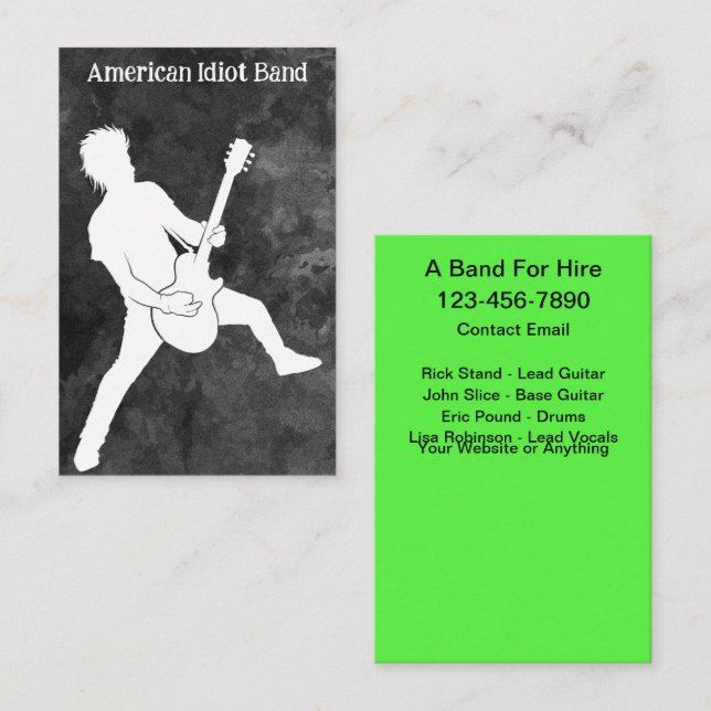 Rock Band For Hire Cool  Business Card (Front/Back)