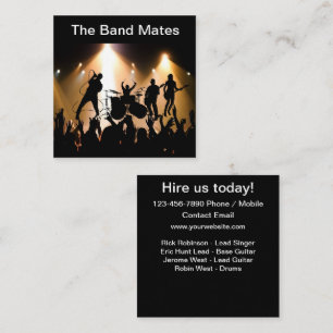 Rock Band For Hire Square Business Card