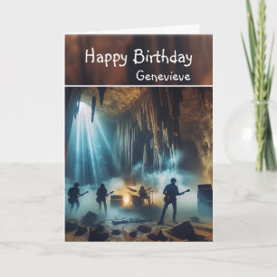 Rock Band in underground Cavern birthday Card