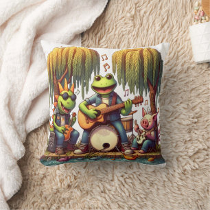 Rock Band of Animals Playing at a Riverside Park Cushion