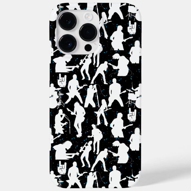 Rock Band Silhouette Pattern.w Black BG Case-Mate iPhone Case (Back)