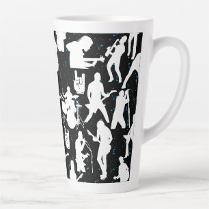 Rock Band Silhouette Pattern.w Black BG Latte Mug