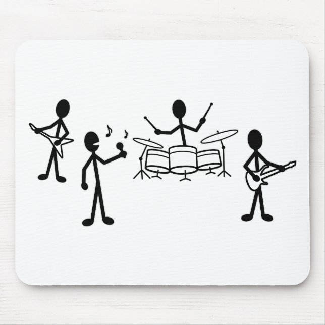 Rock Band Stick Figure Mouse Pad (Front)
