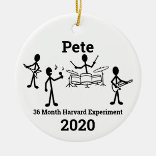 Rock Band Stick Figure, Personalize 2 Ceramic Ornament