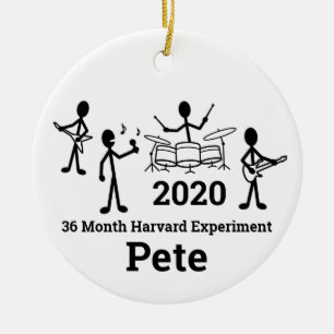 Rock Band Stick Figure, Personalize Ceramic Ornament