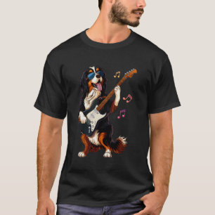 Rock Bernedoodle Dog Playing Guitar Funny Guitar B T-Shirt