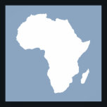 Rock Blue Audacious Africa Poster<br><div class="desc">Africa map outline in white with contrasting colours in Emporio Moffa's "Safari" palette inspired by the daring adventurousness and wilderness of the continent.</div>