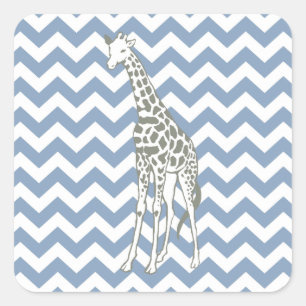Rock Blue Safari Chevron with Pop Art Giraffe Square Sticker