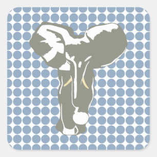 Rock Blue Safari Dot with Pop Art Elephant Square Sticker