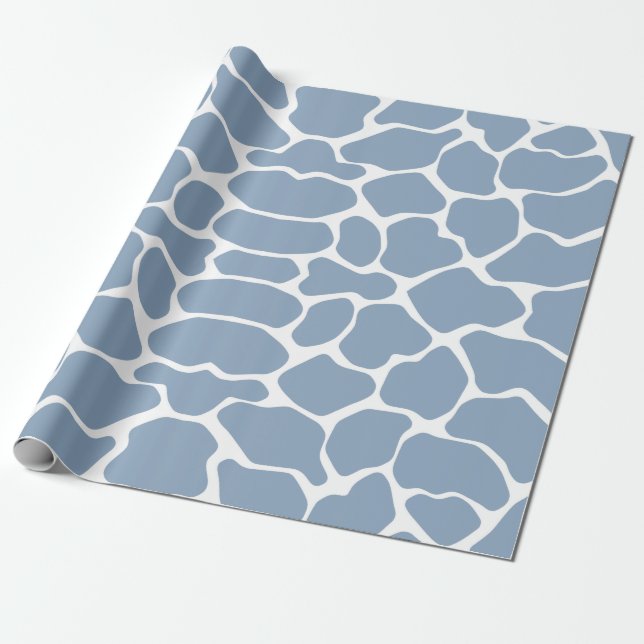 Rock Blue Safari Giraffe Wrapping Paper (Unrolled)