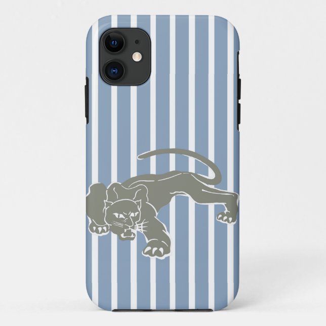 Rock Blue Safari Stripe with Leopard Case-Mate iPhone Case (Back)