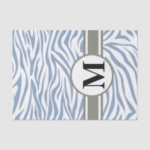 Rock Blue Safari Zebra with monogram Tissue Paper