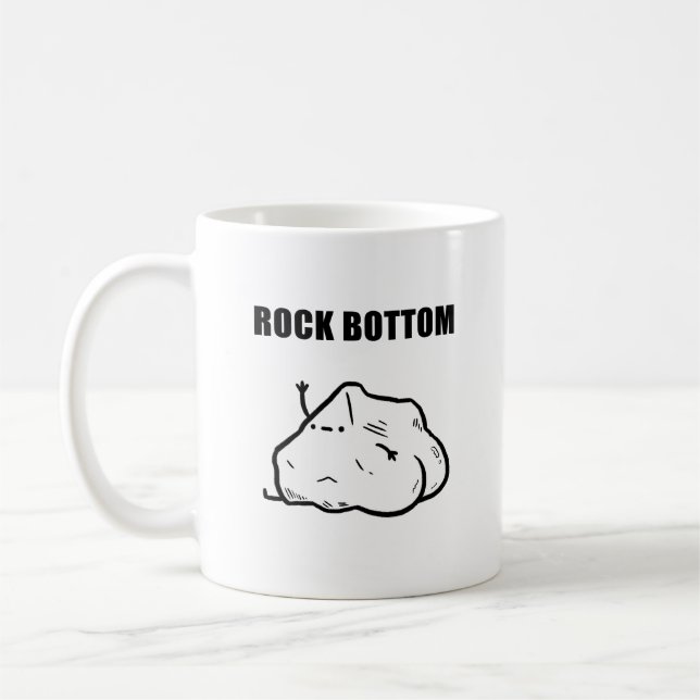 Rock Bottom Funny Geology Pun Mug (Left)