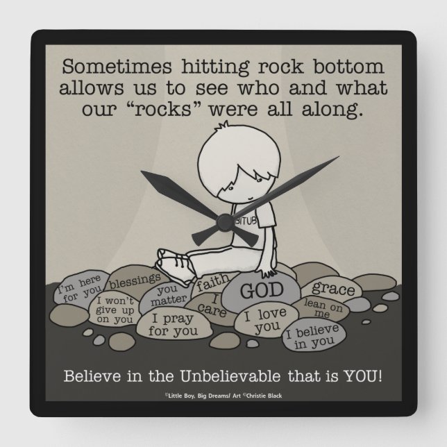 Rock Bottom Square Wall Clock (Front)