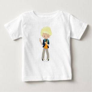 Rock Boy, Blonde Hair, Band Singer, Microphone Baby T-Shirt