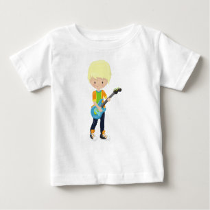 Rock Boy, Blonde Hair, Guitar Player, Band, Music Baby T-Shirt