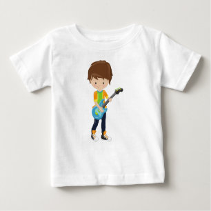 Rock Boy, Brown Hair, Guitar Player, Band, Music Baby T-Shirt