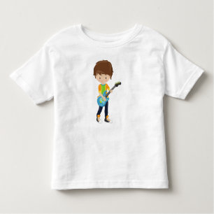 Rock Boy, Brown Hair, Guitar Player, Band, Music Toddler T-Shirt