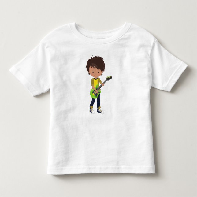 Rock Boy, Latino Boy, Guitar Player, Band, Music Toddler T-Shirt (Front)