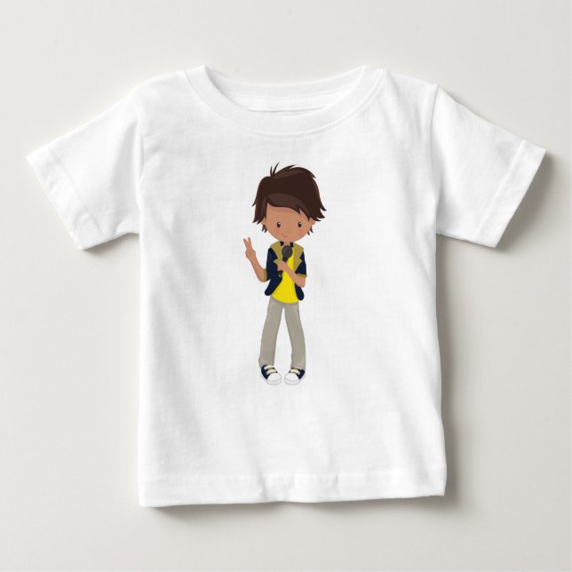 Rock Boy, Latino Boy, Microphone, Band Singer Baby T-Shirt (Front)
