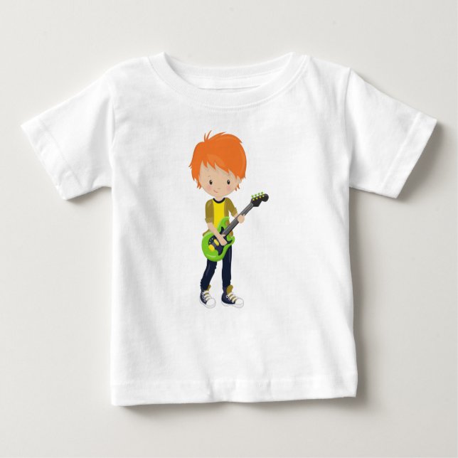 Rock Boy, Orange Hair, Band, Music, Guitar Player Baby T-Shirt (Front)