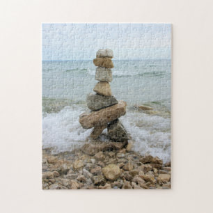 Rock Cairn at the Lake - 11x14 - 252 pcs Jigsaw Puzzle