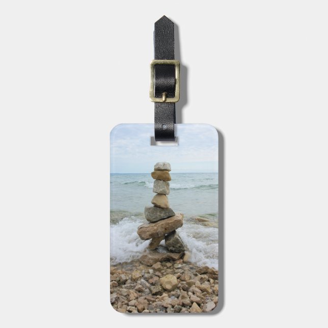 Rock Cairn (Pillar) - Mackinac Island, Michigan Luggage Tag (Front Vertical)