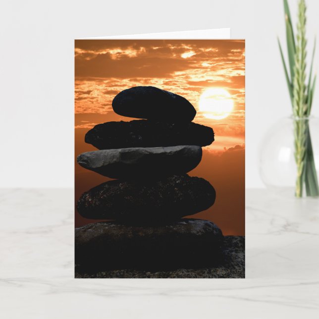 rock cairn with sunset sky card (Front)