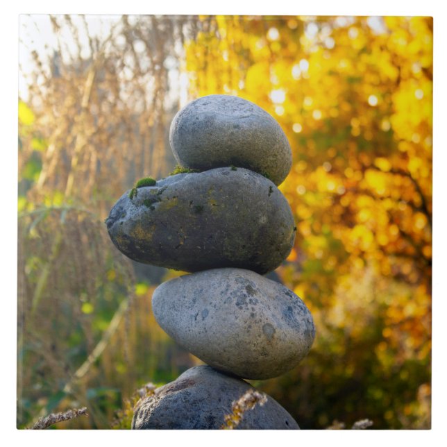 Rock Cairn Zen Garden Decorative Tile (Front)