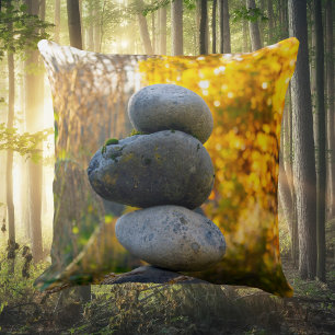 Rock Cairn Zen Throw Pillow