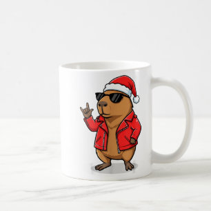 Rock Capybara Xmas Santa Men Women Kids Funny Ugly Coffee Mug